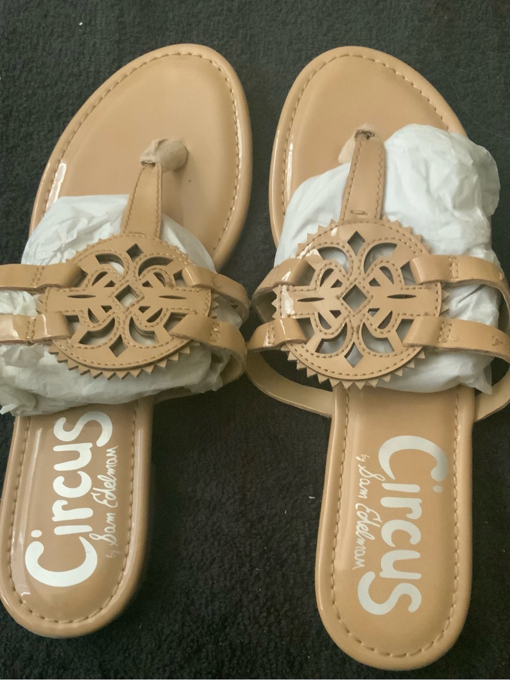 Circus by Sam Edelman Tan Cutout Medallion Thong Sandals